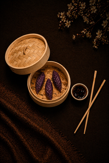 Asparagus Black Beans Dimsum with red cabbage skin-8pcs