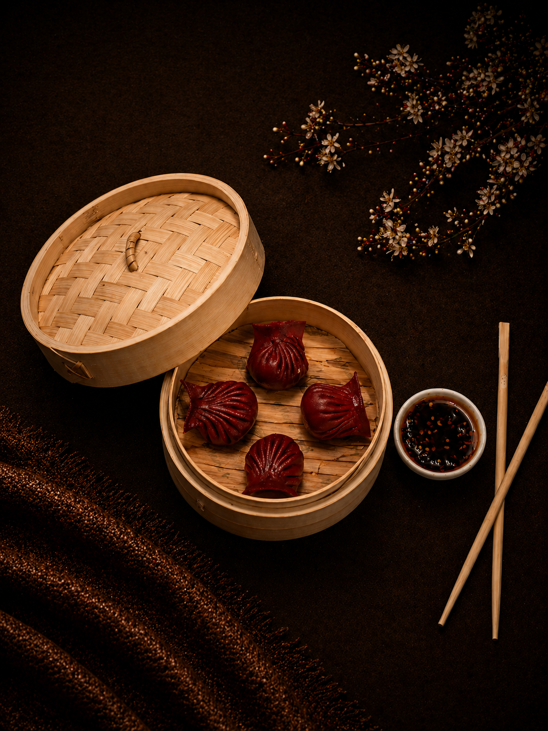 Prawn hargao in Beetroot skin-8pcs