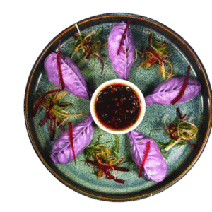 Asparagus Black Beans Dimsum with red cabbage skin-10pcs